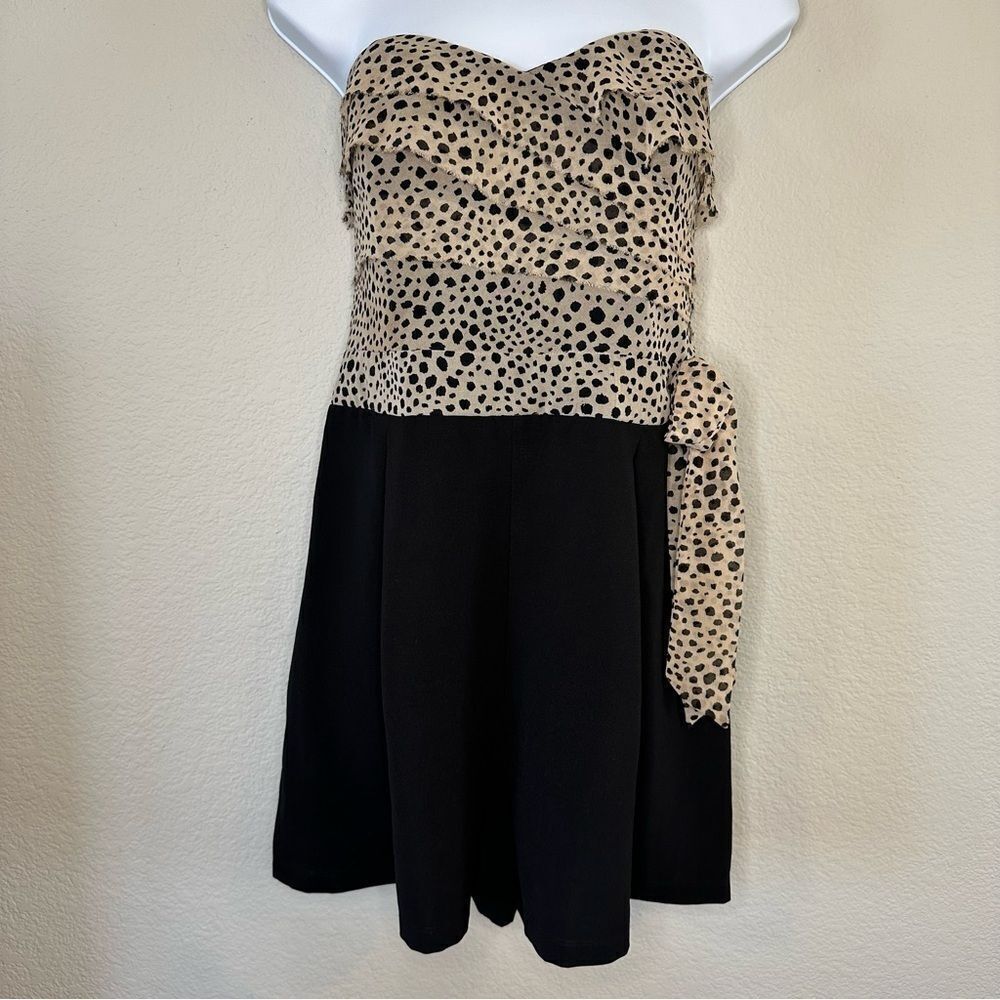 Sweet Rain Animal Print Dressy Romper With Bow